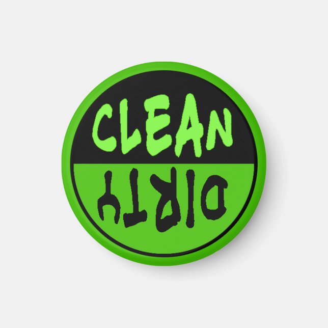 Green and Black Clean Dirty Magnet for Dishwasher (Front)