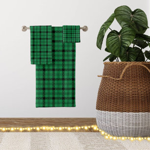Green and Black Cosy Plaids Bath Towel Set