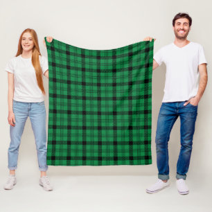 Green and Black Cosy Plaids Fleece Blanket