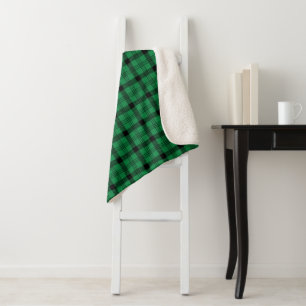 Green and Black Cosy Plaids Sherpa Blanket