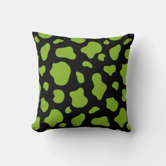 Green and black Cow Print Decorative Pillow