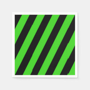 Green and black diagonal stripes pattern napkin
