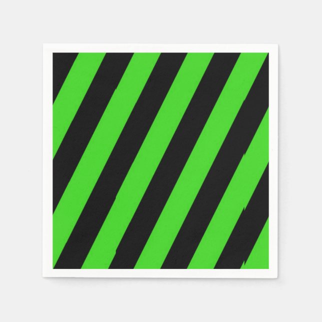 Green and black diagonal stripes pattern napkin (Front)