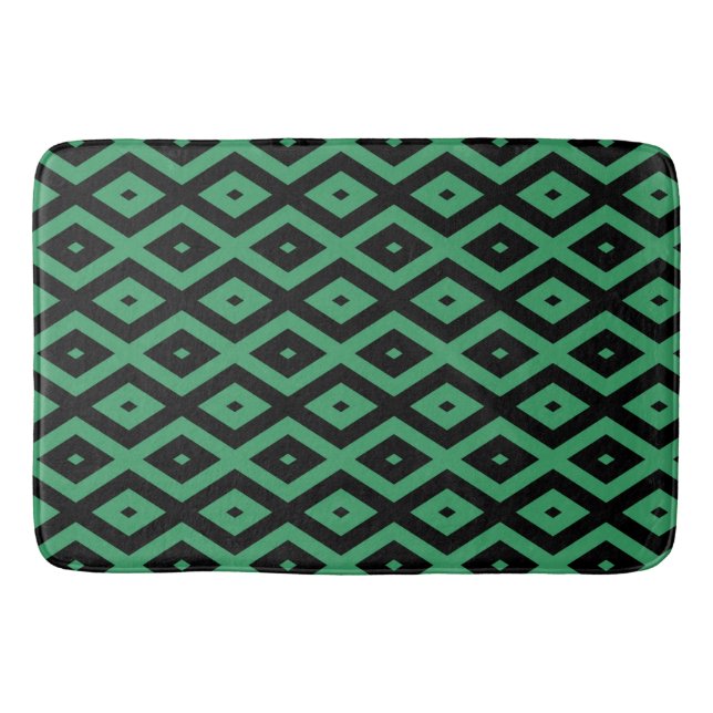 Green and black diamond pattern bath mat (Front)