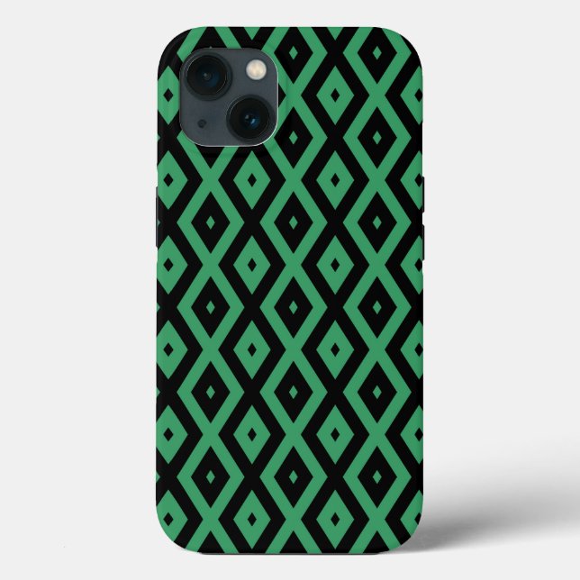 Green and black diamond pattern Case-Mate iPhone c Case-Mate iPhone Case (Back)