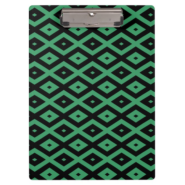 Green and black diamond pattern clipboard (Front)