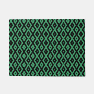 Green and black diamond pattern doormat
