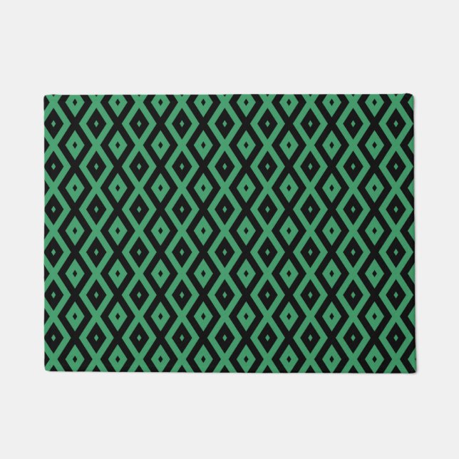 Green and black diamond pattern doormat (Front)