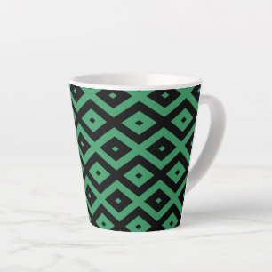 Green and black diamond pattern latte mug