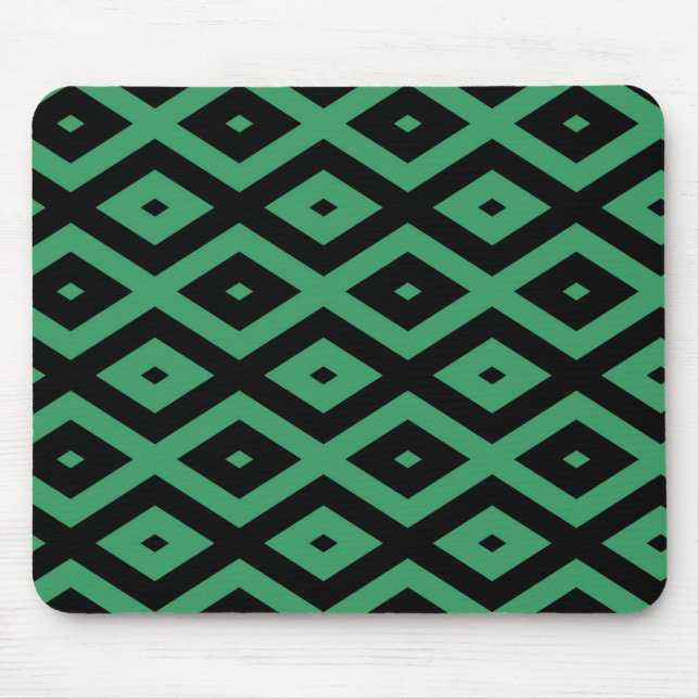 Green and black diamond pattern mouse mat (Front)