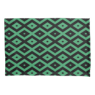 Green and black diamond pattern pillowcase