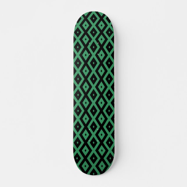 Green and black diamond pattern skateboard (Front)