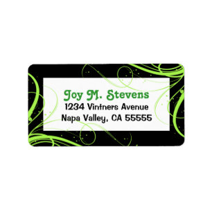 Green and Black Festive Address Label