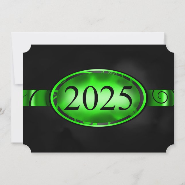 Green and Black Floral Button 2025 Card (Front)
