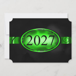 Green and Black Floral Button 2027 Card