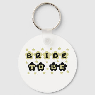 Green and Black Flowers Bride to Be Key Ring