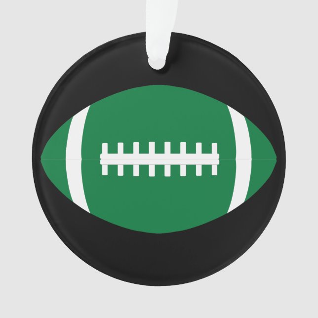 Green and Black Football Player Christmas Ornament (Front)