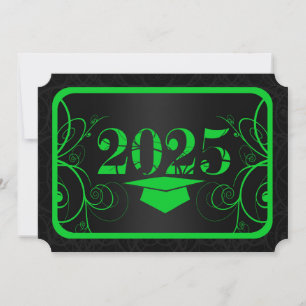 Green and Black Frame Graduation Invitation