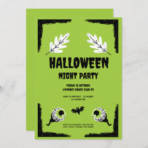 Green and Black Halloween Party, Halloween Party Invitation