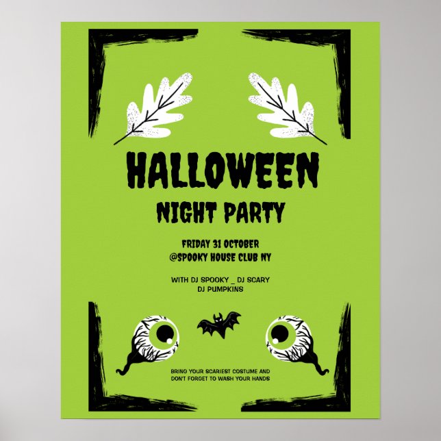 Green and Black Halloween Party,  Halloween Party  Poster (Front)