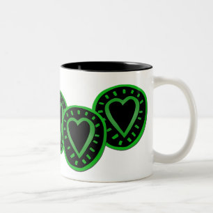 Green and black Hearts 3 two-tone Mug