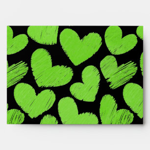 Green and black Hearts Envelope