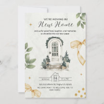 Green and Black Illustrated Housewarming Invite