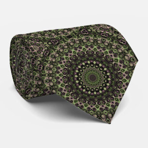 Green and Black Kaleidoscope Mandala Pattern Tie