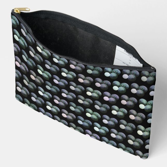 Green And Black Lawn Bowls Pattern, Accessory Pouch (Open)