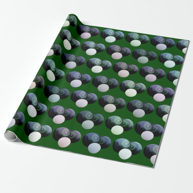 Green And Black Lawn Bowls, Wrapping Paper (Unrolled)