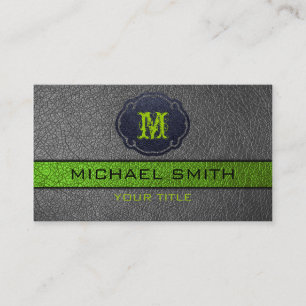 Green and Black Leather Business Card