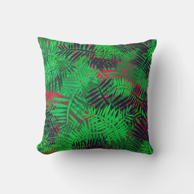 Green and Black Leaves Cushion (Front)