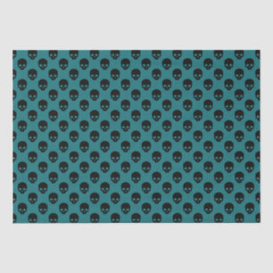 Green and Black Little Skulls Pattern Halloween Tissue Paper