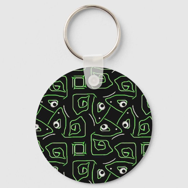 Green and black lizard pattern key ring (Front)
