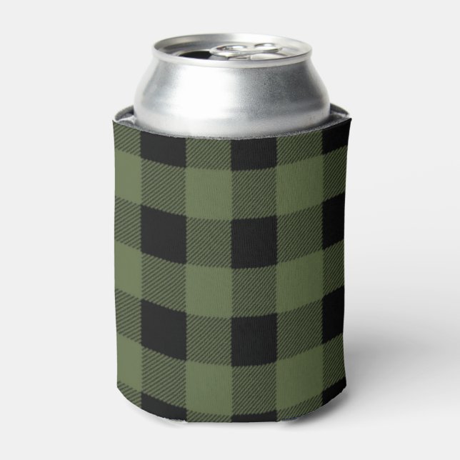 Green and Black Lumberjack Plaid Can Cooler (Can Front)