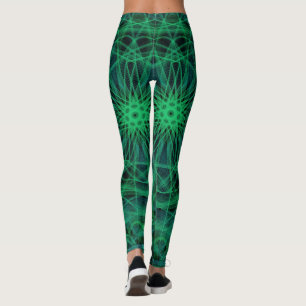 Green and black mandala inspired leggings