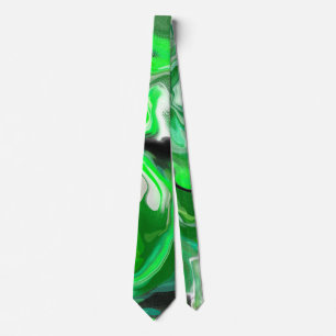 Green and Black Marble Digital Fluid Art Tie