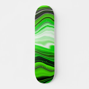 Green and Black Marble like Striped Fluid Art Skateboard