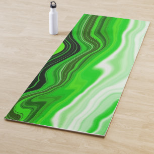 Green and Black Marble like Striped Fluid Art     Yoga Mat