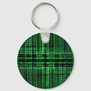 Green and black matrix pattern key ring