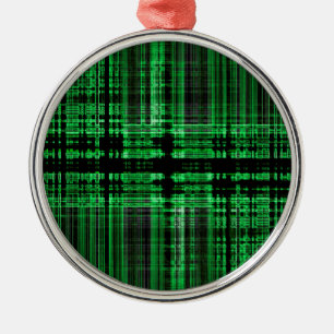 Green and black matrix pattern metal tree decoration
