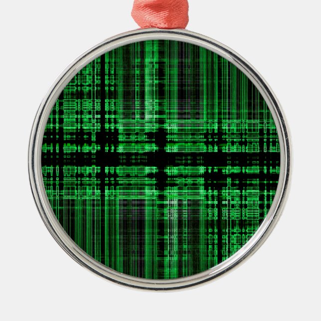 Green and black matrix pattern metal tree decoration (Front)