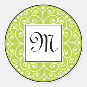 Green And Black Monogram Sticker