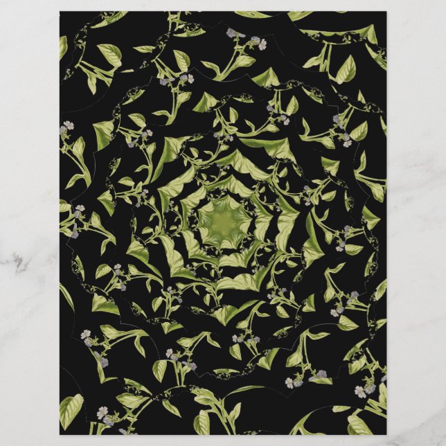 Green and black nature fractal Scrapbook paper (Front)