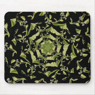 Green and black nature hypnosis fractal mouse mat