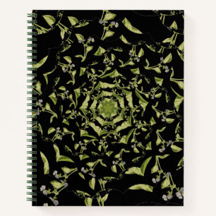 Green and black nature hypnosis fractal notebook