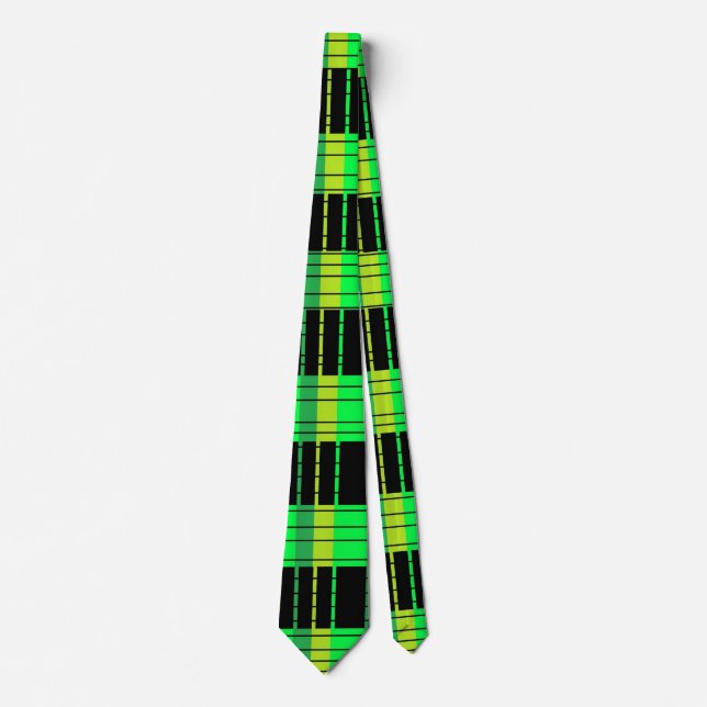 Green and Black Neck Tie Abstract Plaid Pattern (Front)