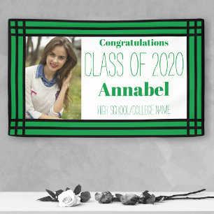 Green and Black One Photo Geometric Grad Banner