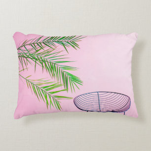 Green and black palm tree illustration decorative cushion