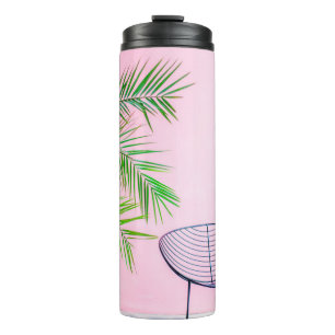 Green and black palm tree illustration thermal tumbler